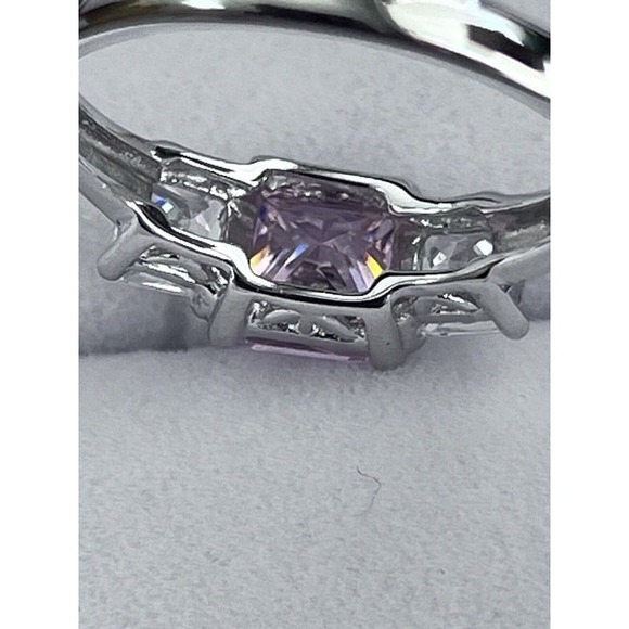 1.50 CT PRINCESS CUT PINK AND WHITE TOPAZ RING 925 SIZE 7 (591) - Picture 4 of 6